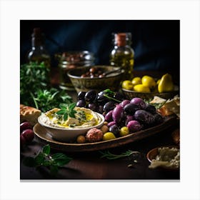 Olives And Hummus Canvas Print