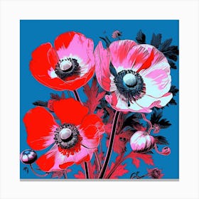 Andy Warhol Style Pop Art Flowers Anemone 2 Square Canvas Print