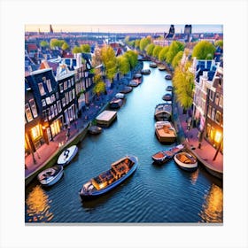 Amsterdam Canals At Sunset Canvas Print