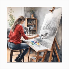 Portrait Of A Woman Painting Canvas Print