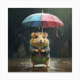 Hamster In The Rain 2 Canvas Print