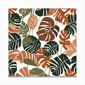 boho sage green and terrocota leafs Canvas Print