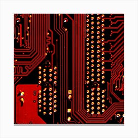 Red Circuit Board Texture Red Circuit Digital Texture Circuit Board Red Technology Canvas Print