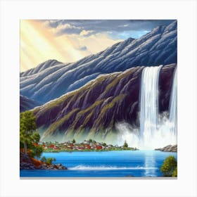 Waterfall in the mountains with stunning nature 3 Canvas Print