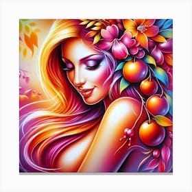 Beautiful Girl With Flowers 6 Canvas Print