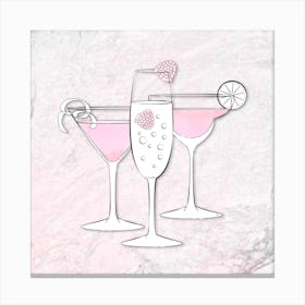 Pink Cocktail Glasses Canvas Print