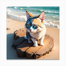 Cat On The Beach Canvas Print