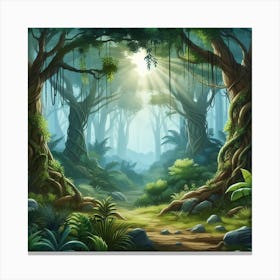 Forest Background With Sunlight Canvas Print
