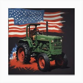 American Flag Tractor 3 Canvas Print