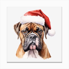 Boxer Dog In Santa Hat Canvas Print