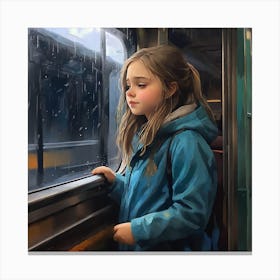 Little Girl On A Train Canvas Print