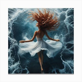 Girl In The Ocean Canvas Print