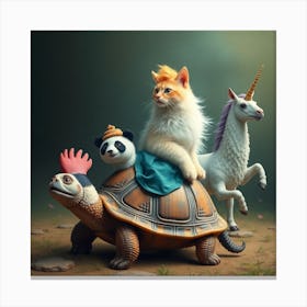 Asm Cat Riding Chicken Turtle Panda Llama Unicorn 62a9de4f 2975 41f6 A2e0 09d1007fe51d Canvas Print