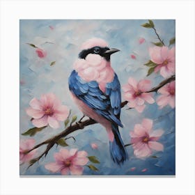 Bird In Cherry Blossoms Canvas Print