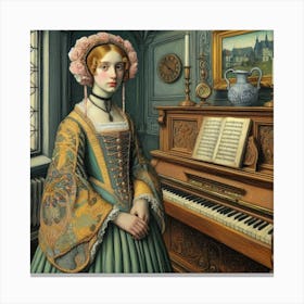 Lady At The Piano Canvas Print