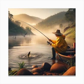 Fishing hook and line Canvas Print