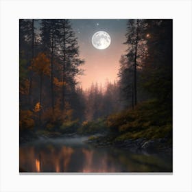 Moonlight In The Forest 2 Canvas Print