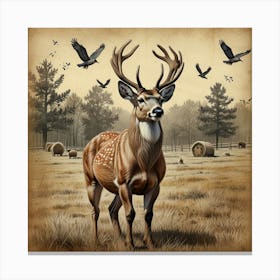 Deer In A Field Canvas Print