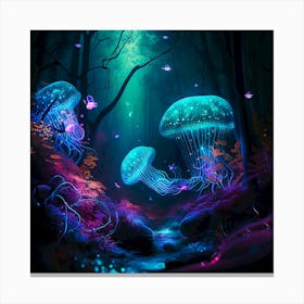 Jellyfish In The Forest 2 Canvas Print