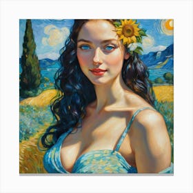 Sunflower Girlfgh 1 Canvas Print