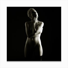 Nude Woman In Black And White Canvas Print