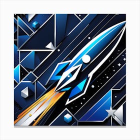 Abstract Space Rocket, Rocket blasting off over mountains and stars, Rocket wall art, Children’s nursery illustration, Kids' room decor, Sci-fi adventure wall decor, playroom wall decal, minimalistic vector, dreamy gift 505 Canvas Print