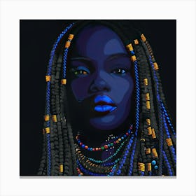 African Woman With Blue Hair Canvas Print