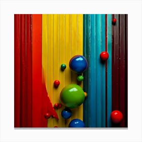 Firefly Red, Green, Blue, Yellow, Signal Colors, 3d, Flowing, Wall, Stripes, Balls, Vibrant, Colorfu (3) Canvas Print