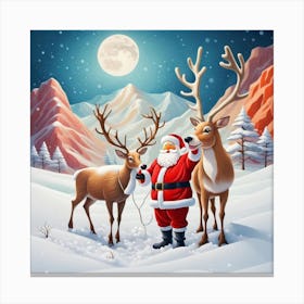 Santa Claus And Reindeer 2 Canvas Print