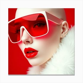 Beautiful Woman In Red Sunglasses Canvas Print