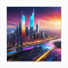 Futuristic Cityscape 122 Canvas Print