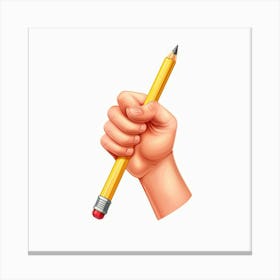 Hand Holding A Pencil Canvas Print