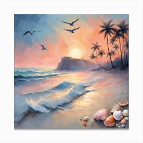 Sunset At The Beach Canvas Print