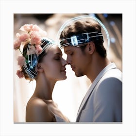 Futuristic Bride And Groom Canvas Print