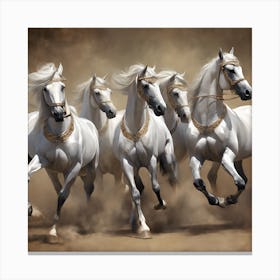 White Horses Running Canvas Print