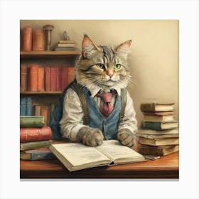 Cat In A Suit 23 Canvas Print