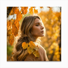 Autumn Woman In The Forest Canvas Print