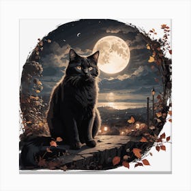 Fantasy Lunar Cat Canvas Print