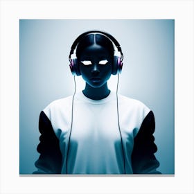 Girl With Headphones Canvas Print