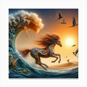 Horse On A Wave Canvas Print