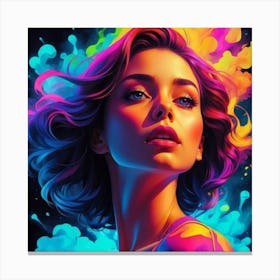 Girl With Colorful Hair Canvas Print