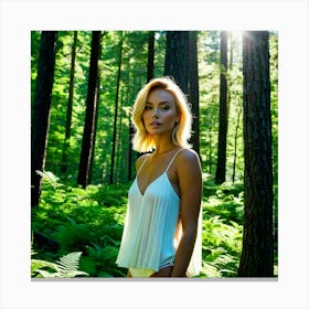 Young Woman In The Forest Canvas Print