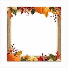 Autumnal Frame Featuring Festive Thanksgiving Elements Cornucopias Overflowing With Autumn Bounty Canvas Print