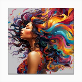 Colorful Woman With Colorful Hair 2 Canvas Print