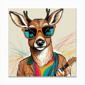 Deer With Guitar 5 Canvas Print