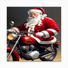 Santa On Bike 1 Canvas Print