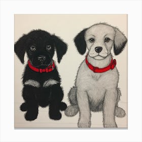 Black And White Puppies Canvas Print
