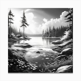 Black And White Landscape Painting 1 Canvas Print