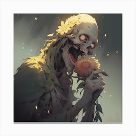 Skeleton With Flowers Canvas Print