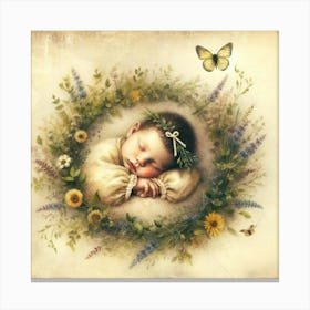 Baby In A Wreath Canvas Print